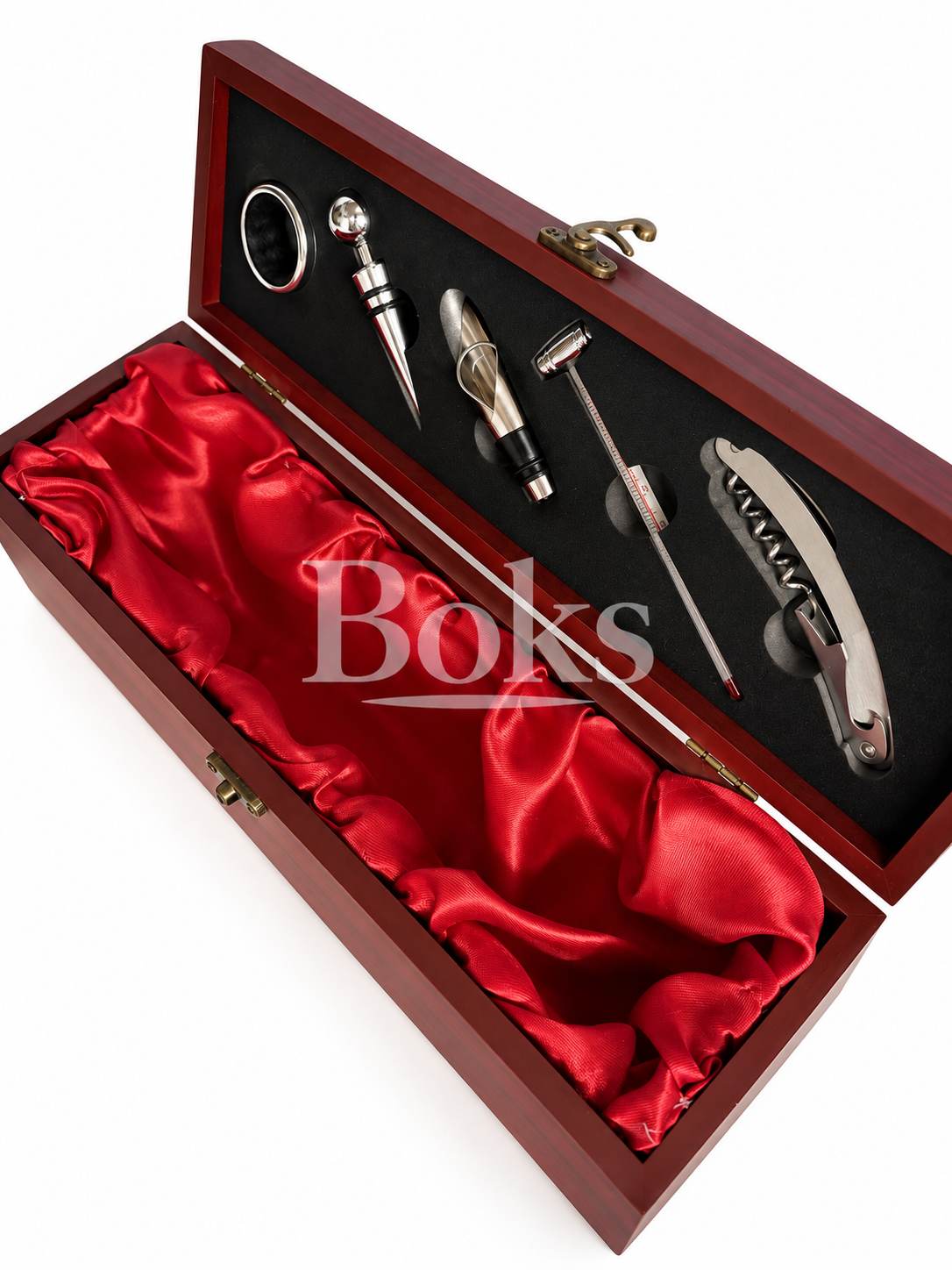 5 Pieces Wine Accessories Set with Wooden Gift Box for Christmas