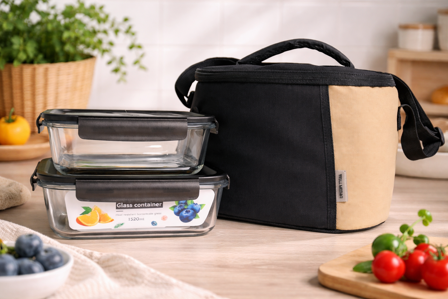 Lunch Bag & 2 Glass Boxes