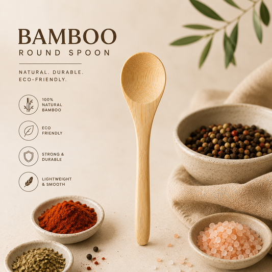 Bamboo Round Spices Spoons (10cm-6pcs)