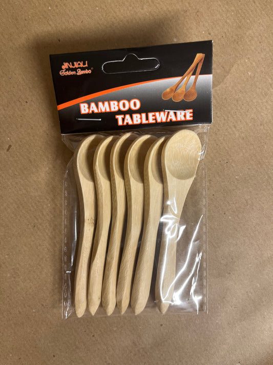 Bamboo Round Spices Spoons (10cm-6pcs)