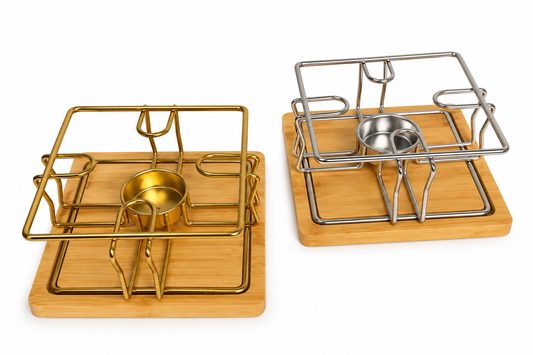 Food Warmer Stand - Wood & Stainless