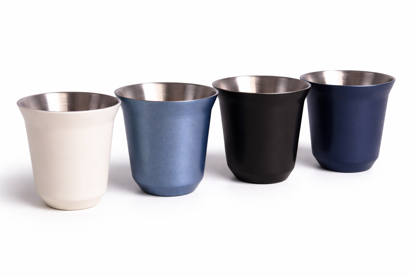 Set of 4 Espresso Stainless Steel Cups 80ml