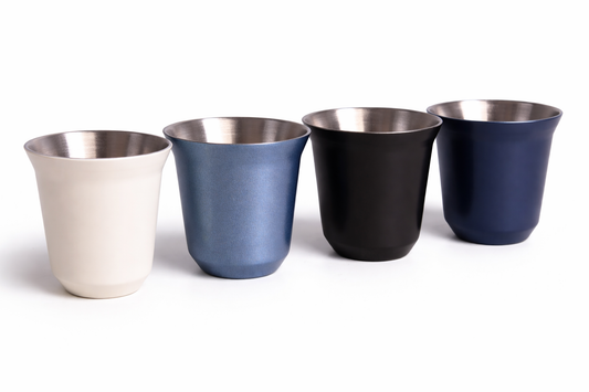 Set of 4 Espresso Stainless Steel Cups 80ml