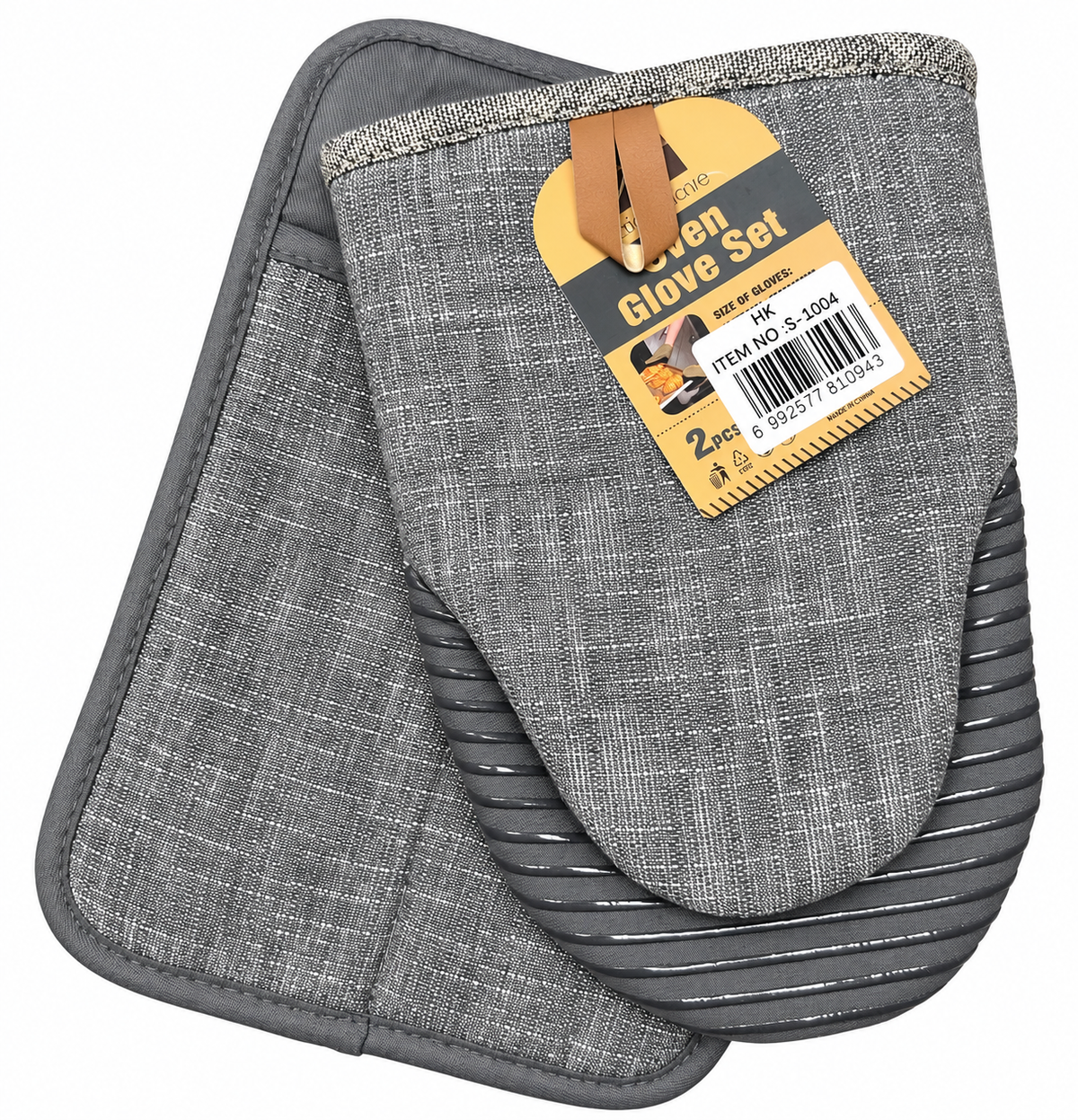 Ribbed Grip Oven Glove Set 2pcs S-1004