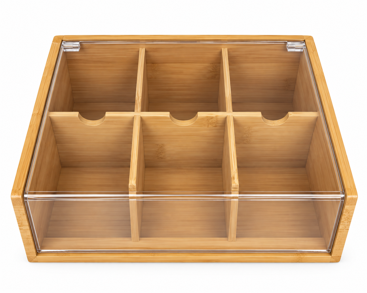 Bamboo Tea Organizer Box - 6 compartments - s982