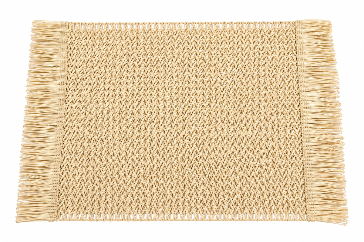 Woven Fiber Placemat with Fringe 6pcs