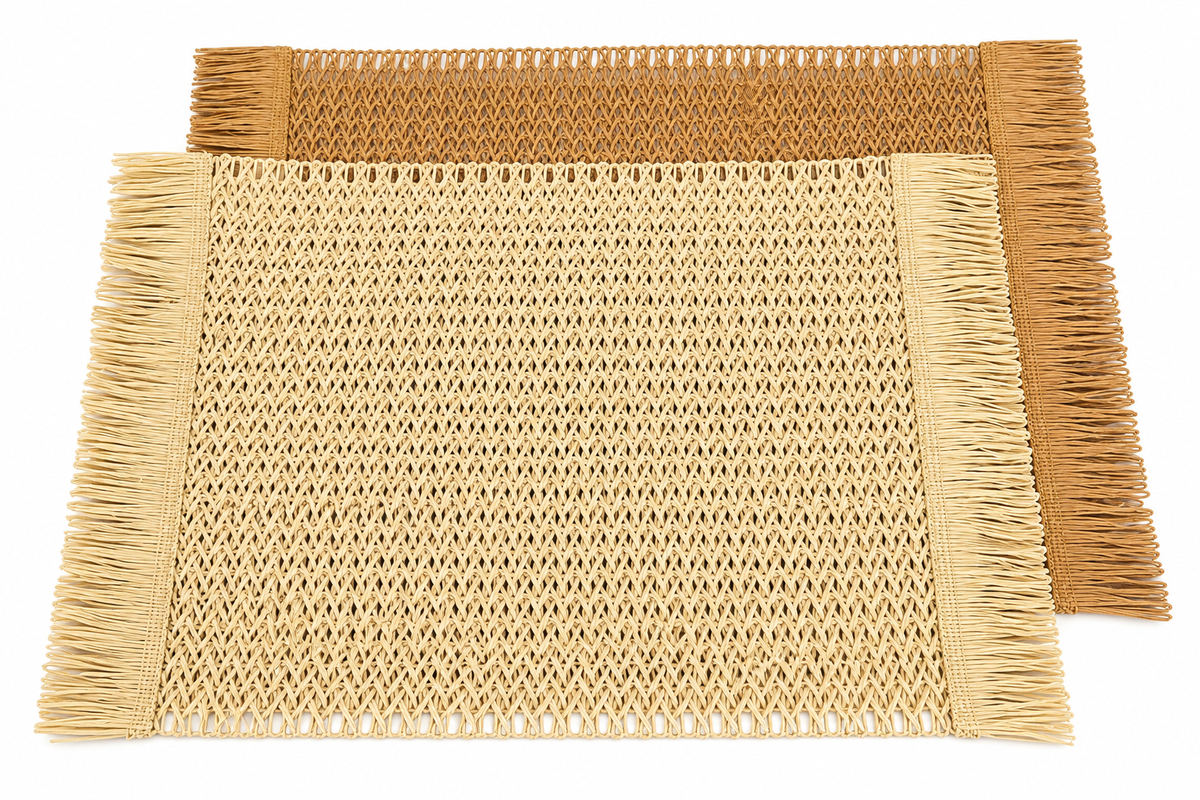 Woven Fiber Placemat with Fringe 6pcs