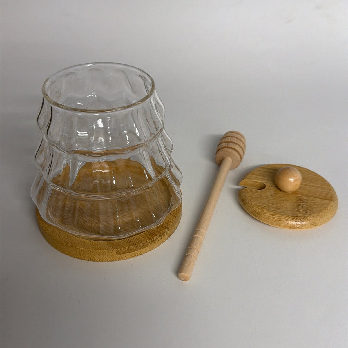 Plexi Honey Jar with Bamboo Lid & Dipper S-1333