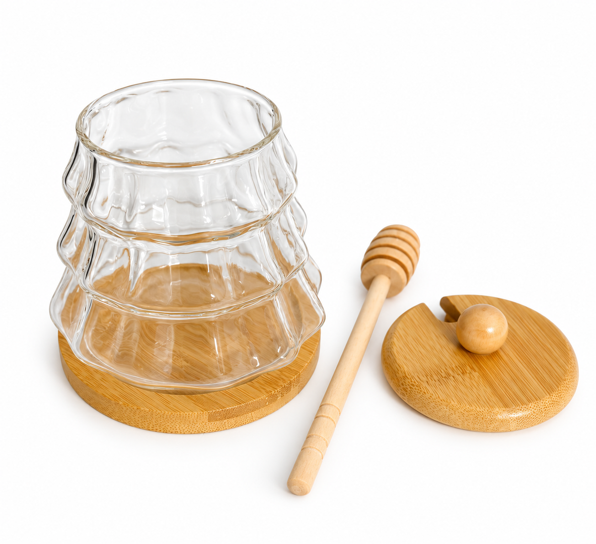 Plexi Honey Jar with Bamboo Lid & Dipper S-1333