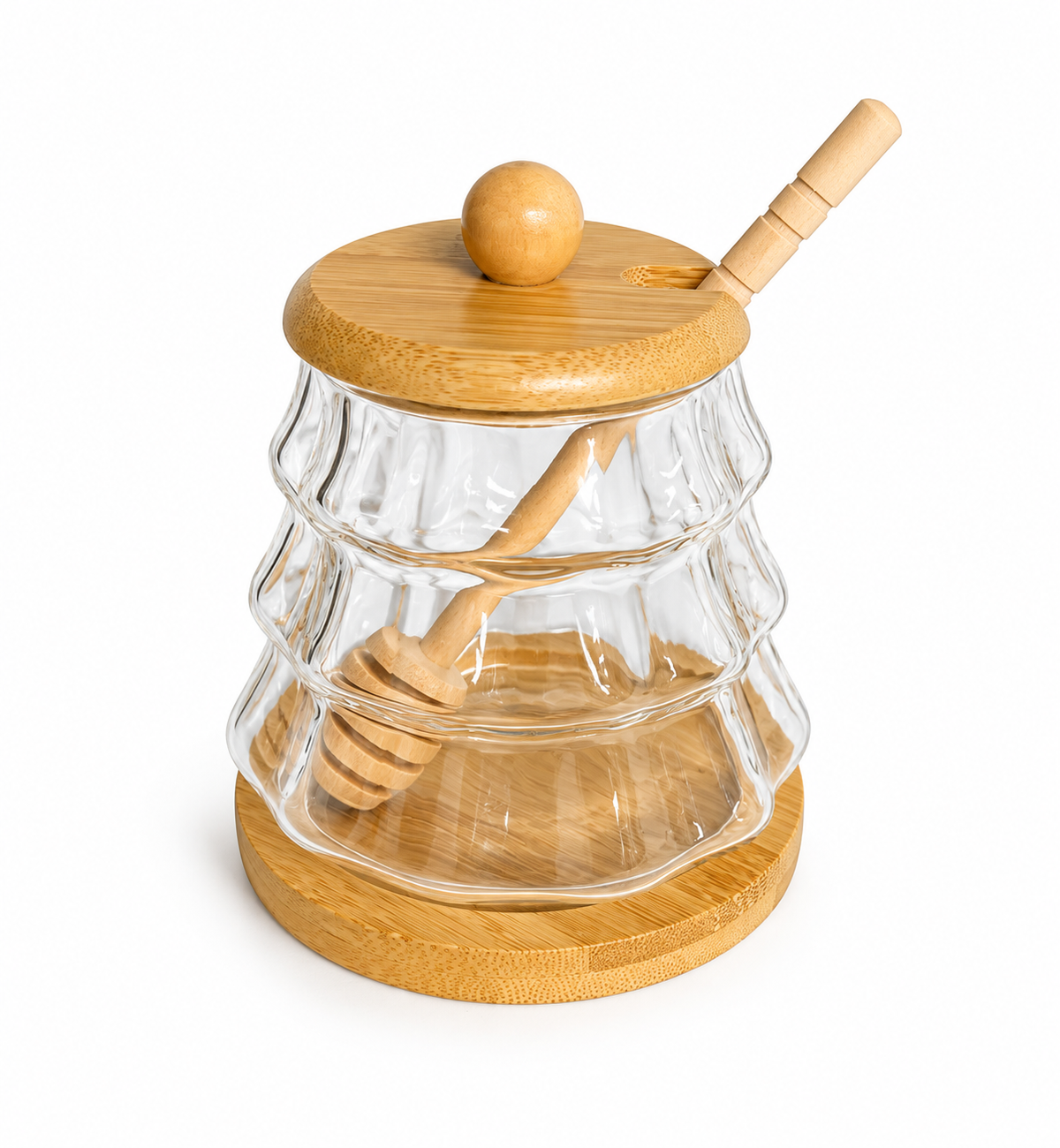 Plexi Honey Jar with Bamboo Lid & Dipper S-1333