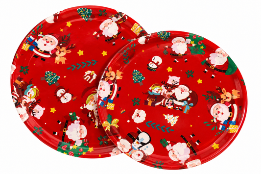Christmas Plastic 2 Trays (25 & 23 cm)- Round